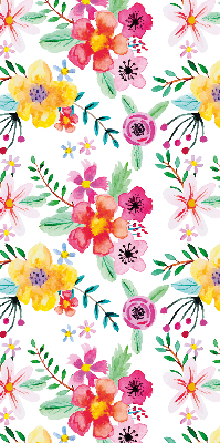Stoffen rolgordijn met geschilderde bloemen