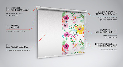 Stoffen rolgordijn met geschilderde bloemen