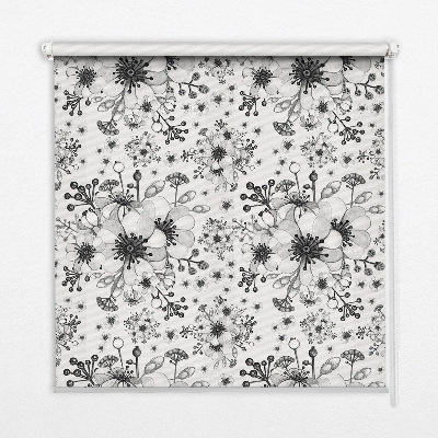 Binnenrolgordijn voor raam met getekende bloemenprint