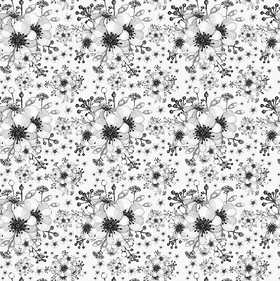 Binnenrolgordijn voor raam met getekende bloemenprint