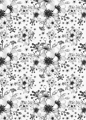 Binnenrolgordijn voor raam met getekende bloemenprint