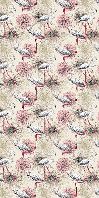 Rolgordijn voor raam met witte flamingo's