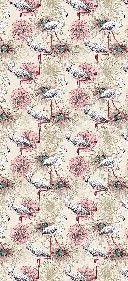 Rolgordijn voor raam met witte flamingo's