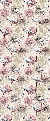 Rolgordijn voor raam met witte flamingo's