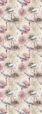 Rolgordijn voor raam met witte flamingo's