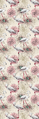 Rolgordijn voor raam met witte flamingo's