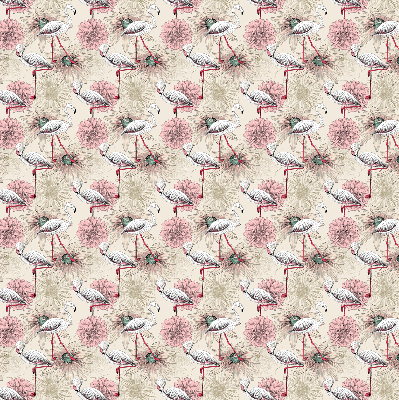 Rolgordijn voor raam met witte flamingo's