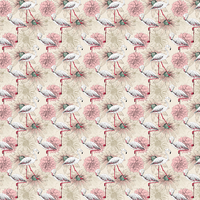 Rolgordijn voor raam met witte flamingo's