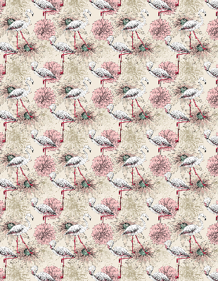 Rolgordijn voor raam met witte flamingo's
