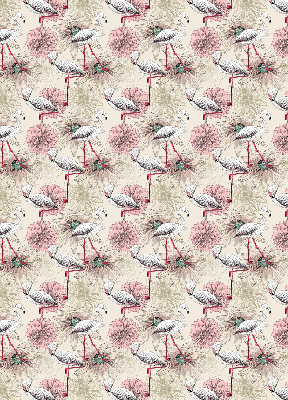 Rolgordijn voor raam met witte flamingo's