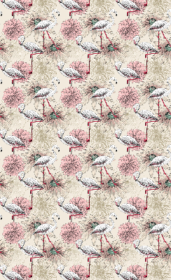 Rolgordijn voor raam met witte flamingo's