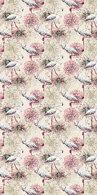 Rolgordijn voor raam met witte flamingo's