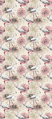 Rolgordijn voor raam met witte flamingo's