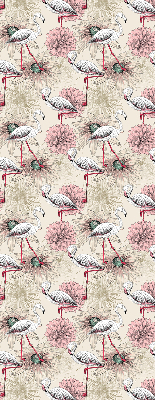 Rolgordijn voor raam met witte flamingo's