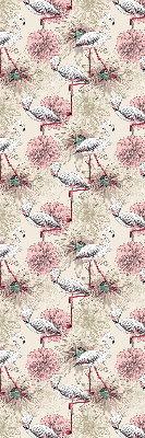 Rolgordijn voor raam met witte flamingo's
