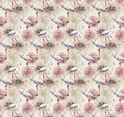 Rolgordijn voor raam met witte flamingo's