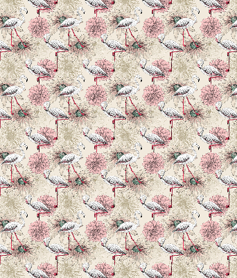 Rolgordijn voor raam met witte flamingo's