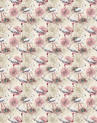 Rolgordijn voor raam met witte flamingo's