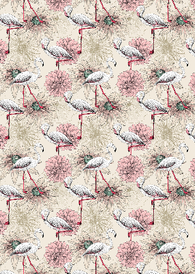 Rolgordijn voor raam met witte flamingo's