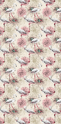 Rolgordijn voor raam met witte flamingo's