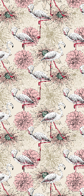 Rolgordijn voor raam met witte flamingo's