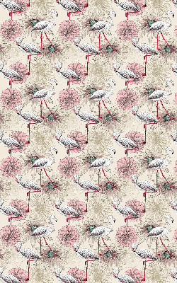Rolgordijn voor raam met witte flamingo's