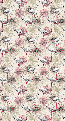 Rolgordijn voor raam met witte flamingo's