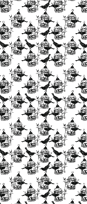 Binnengordijn met zwarte raven