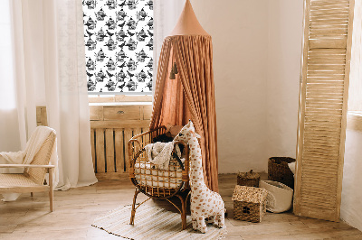Binnengordijn met zwarte raven