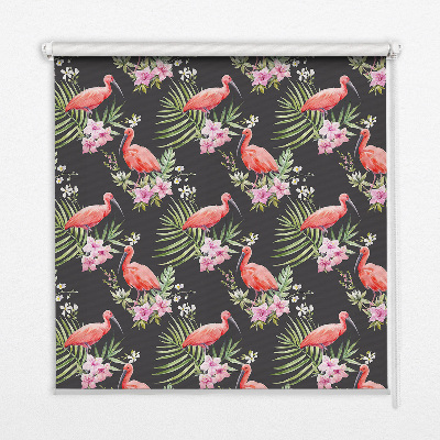 Stoffen rolgordijn met flamingo's op planten