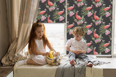 Stoffen rolgordijn met flamingo's op planten