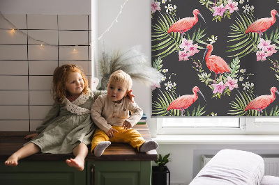 Stoffen rolgordijn met flamingo's op planten