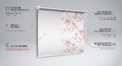 Binnenrolgordijn voor raam met roze bloemen