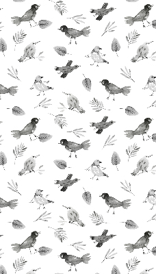 Binnengordijn met getekende vogels en bladeren