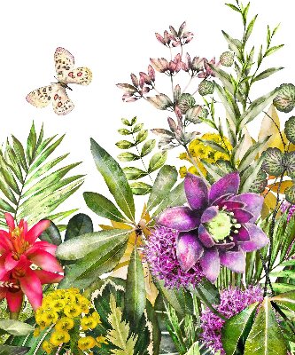 Rolgordijn voor balkondeur met bloemenmotief