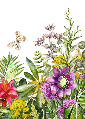 Rolgordijn voor balkondeur met bloemenmotief