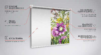 Rolgordijn voor balkondeur met bloemenmotief