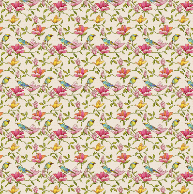 Binnenrolgordijn voor raam met vogels op bloemen