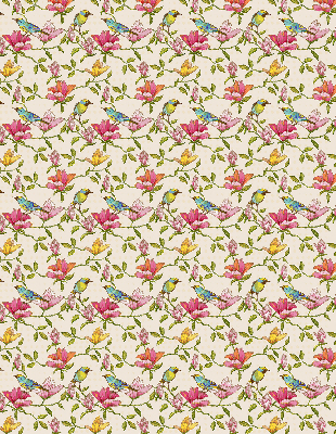 Binnenrolgordijn voor raam met vogels op bloemen