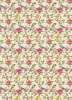 Binnenrolgordijn voor raam met vogels op bloemen