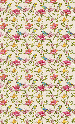 Binnenrolgordijn voor raam met vogels op bloemen