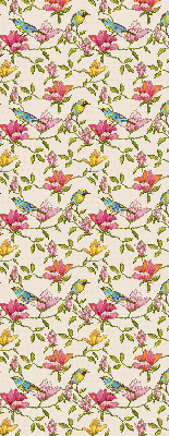 Binnenrolgordijn voor raam met vogels op bloemen