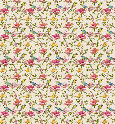 Binnenrolgordijn voor raam met vogels op bloemen