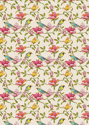 Binnenrolgordijn voor raam met vogels op bloemen