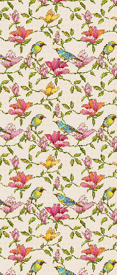 Binnenrolgordijn voor raam met vogels op bloemen