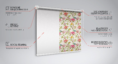 Binnenrolgordijn voor raam met vogels op bloemen