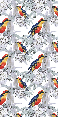 Stoffen rolgordijn met kleurrijke vogelprint