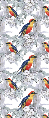 Stoffen rolgordijn met kleurrijke vogelprint