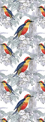 Stoffen rolgordijn met kleurrijke vogelprint