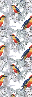 Stoffen rolgordijn met kleurrijke vogelprint